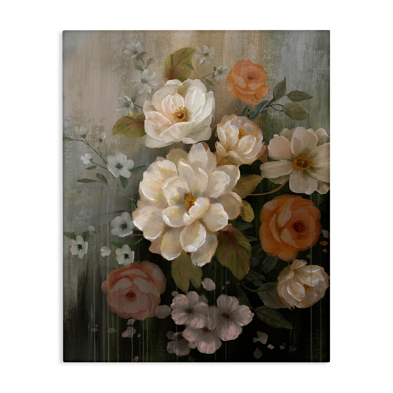 Stupell Industries Curled Blooms with Streaks Canvas Wall Art Design by Nan